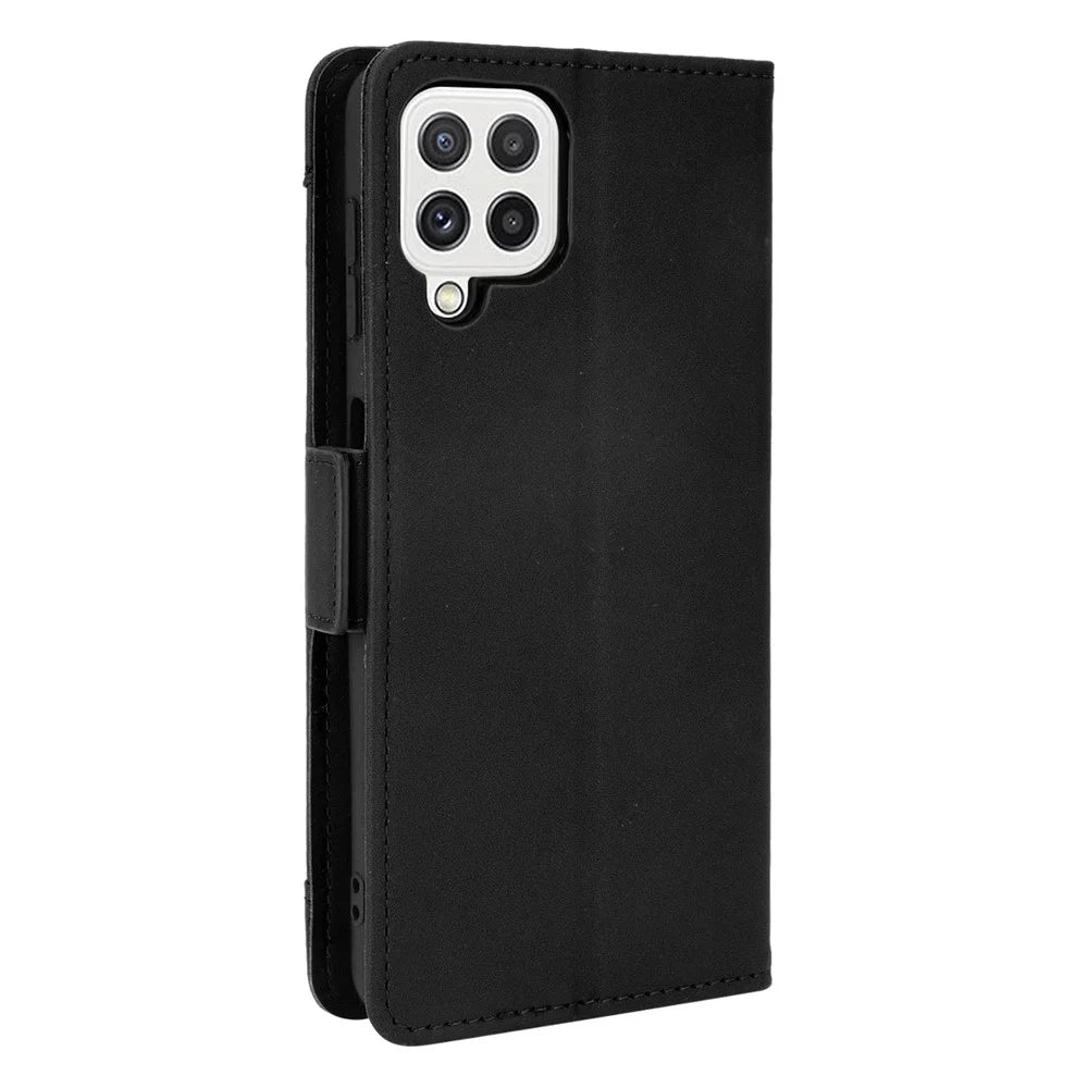 Wallet Stand Leather Phone Case Cover with Multiple Card Slots for Samsung Galaxy A22 4G (EU Version) - Black - 2