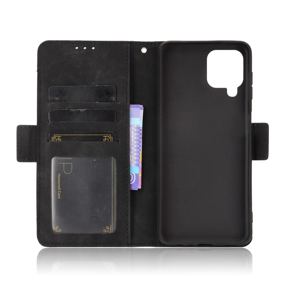 Wallet Stand Leather Phone Case Cover with Multiple Card Slots for Samsung Galaxy A22 4G (EU Version) - Black - 5