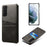 Well-Protected PU Leather Coated Hard PC Case with Dual-Card Slots Design for Samsung Galaxy S21 FE - Black - 1