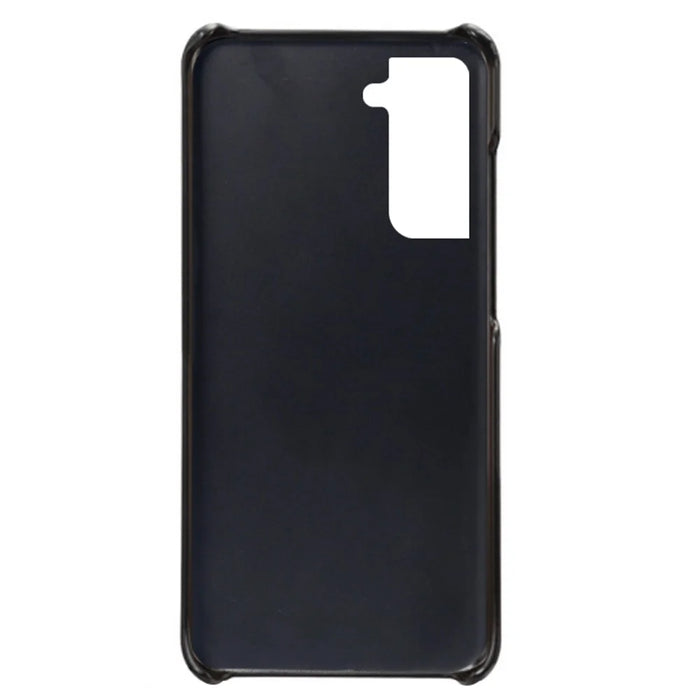 Well-Protected PU Leather Coated Hard PC Case with Dual-Card Slots Design for Samsung Galaxy S21 FE - Black - 4