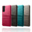 Well-Protected PU Leather Coated Hard PC Case with Dual-Card Slots Design for Samsung Galaxy S21 FE - Black - 5