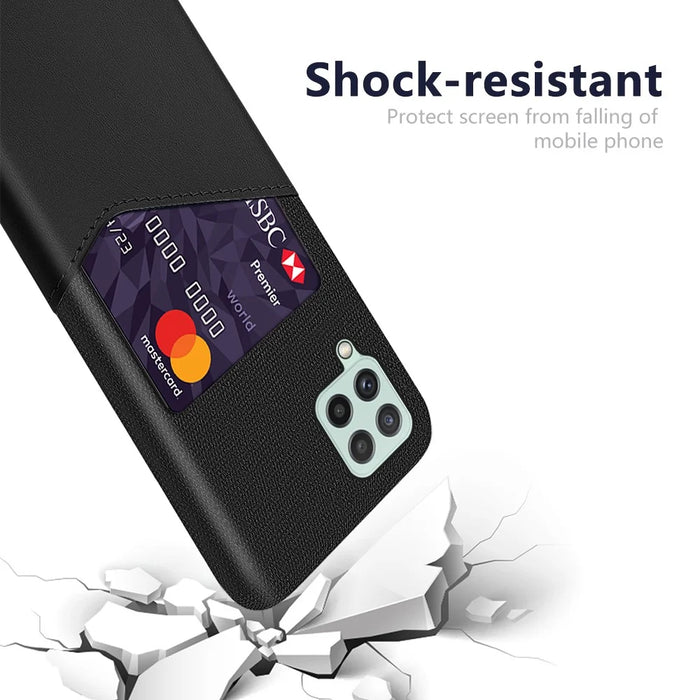 Drop-proof Cloth Texture Hybrid Phone Case with Card Slot Design for Samsung Galaxy A22 4G (EU Version) - Black - 3