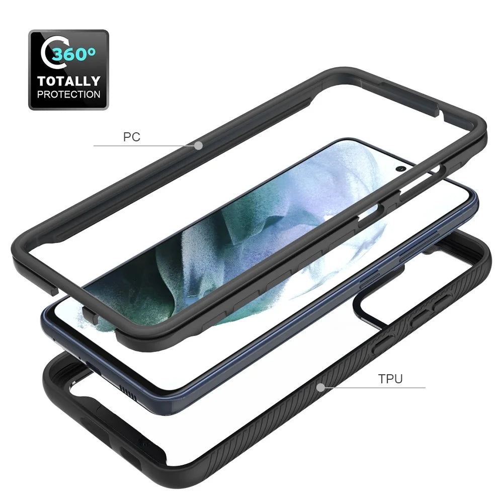 PC + TPU + Acrylic Hybrid Case Shockproof Phone Cover for Samsung Galaxy S21 FE - Black - 2