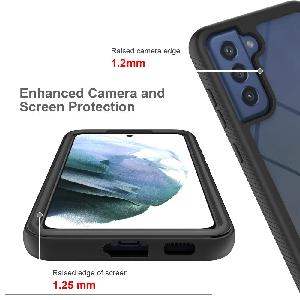 PC + TPU + Acrylic Hybrid Case Shockproof Phone Cover for Samsung Galaxy S21 FE - Black - 3
