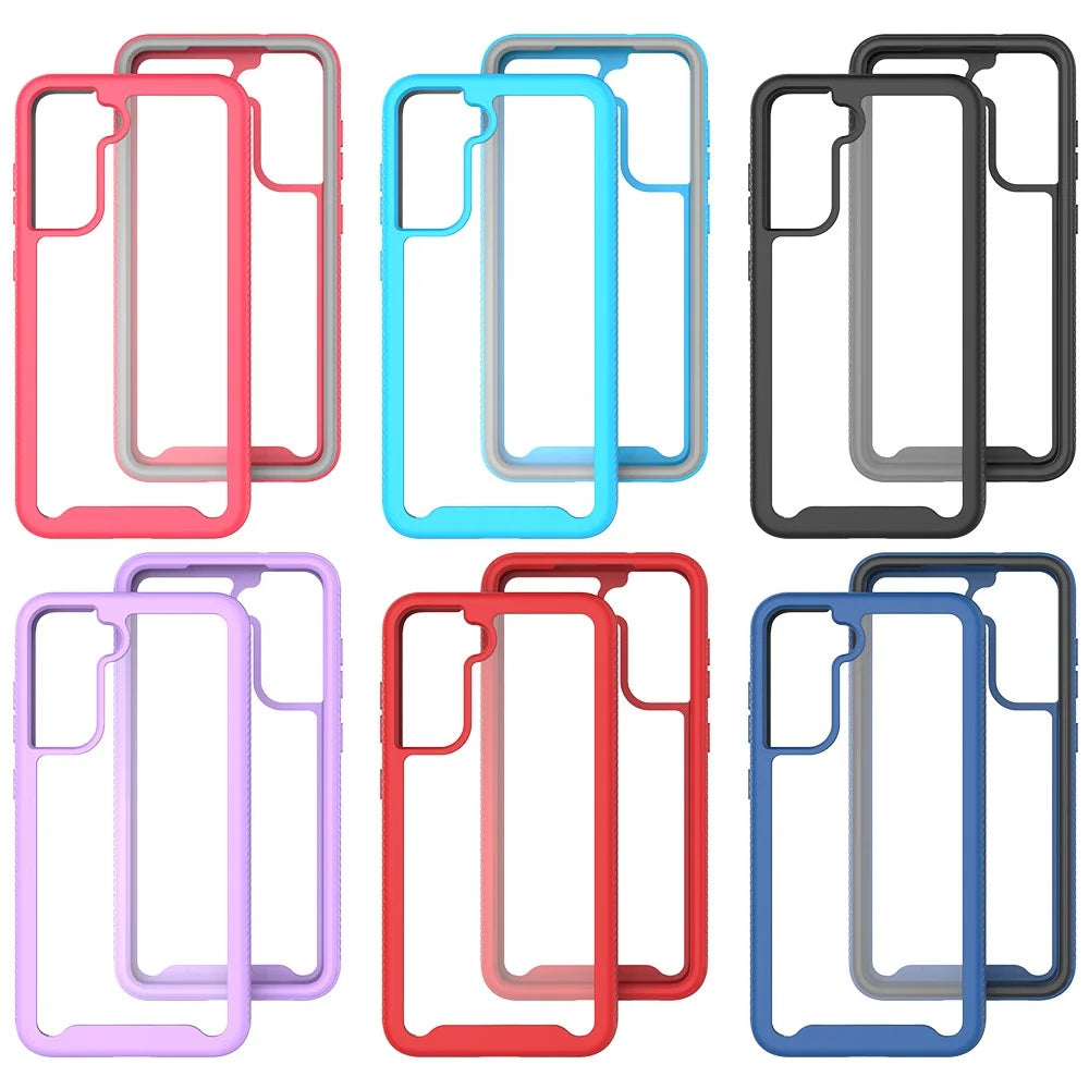 PC + TPU + Acrylic Hybrid Case Shockproof Phone Cover for Samsung Galaxy S21 FE - Black - 7