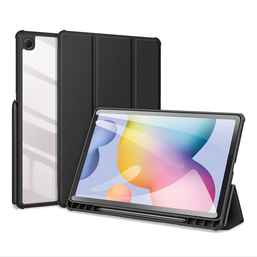 DUX DUCIS TOBY Series Tri-fold Stand Leather Case for Samsung Galaxy Tab S6 Lite (2020) P610 / P615 / S6 Lite (2022) / (2024) - Black - 1