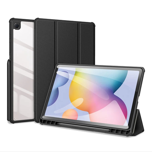DUX DUCIS TOBY Series Tri-fold Stand Leather Case for Samsung Galaxy Tab S6 Lite (2020) P610 / P615 / S6 Lite (2022) / (2024) - Black - 1