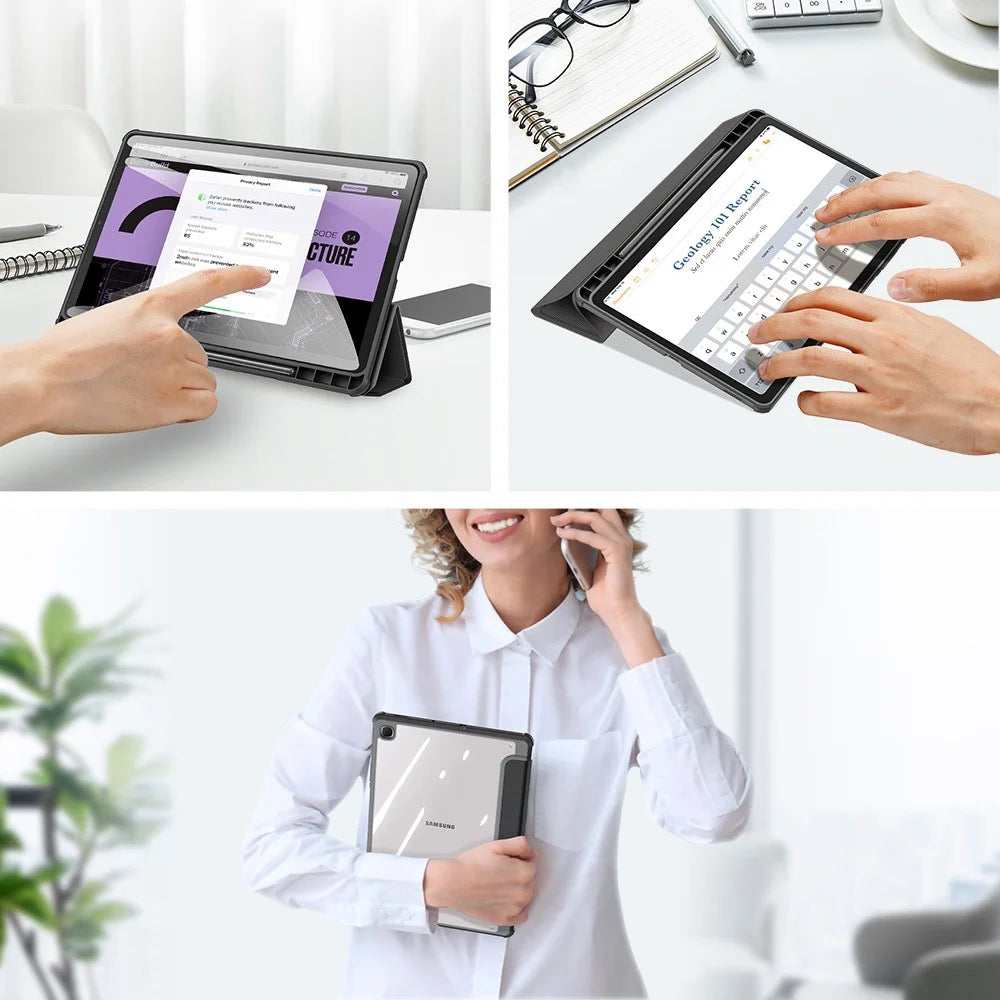 DUX DUCIS TOBY Series Tri-fold Stand Leather Case for Samsung Galaxy Tab S6 Lite (2020) P610 / P615 / S6 Lite (2022) / (2024) - Black - 4