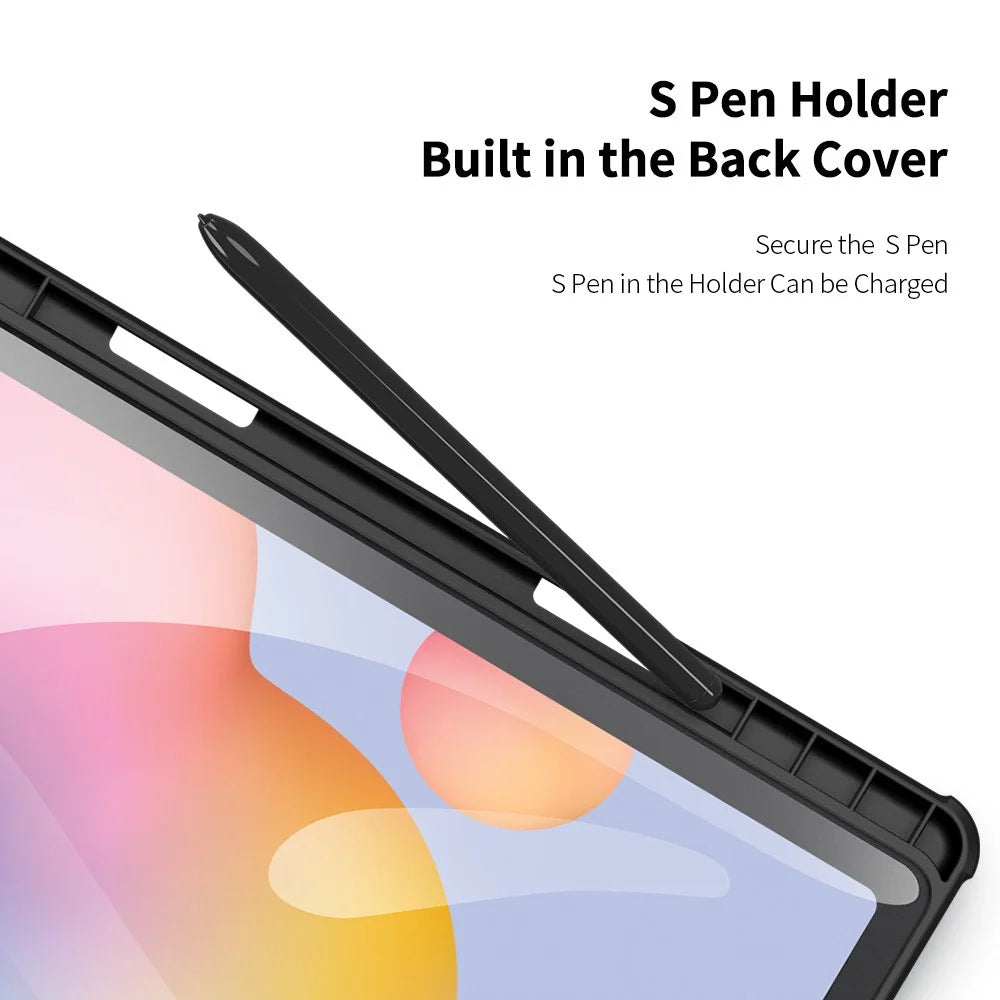 DUX DUCIS TOBY Series Tri-fold Stand Leather Case for Samsung Galaxy Tab S6 Lite (2020) P610 / P615 / S6 Lite (2022) / (2024) - Black - 7
