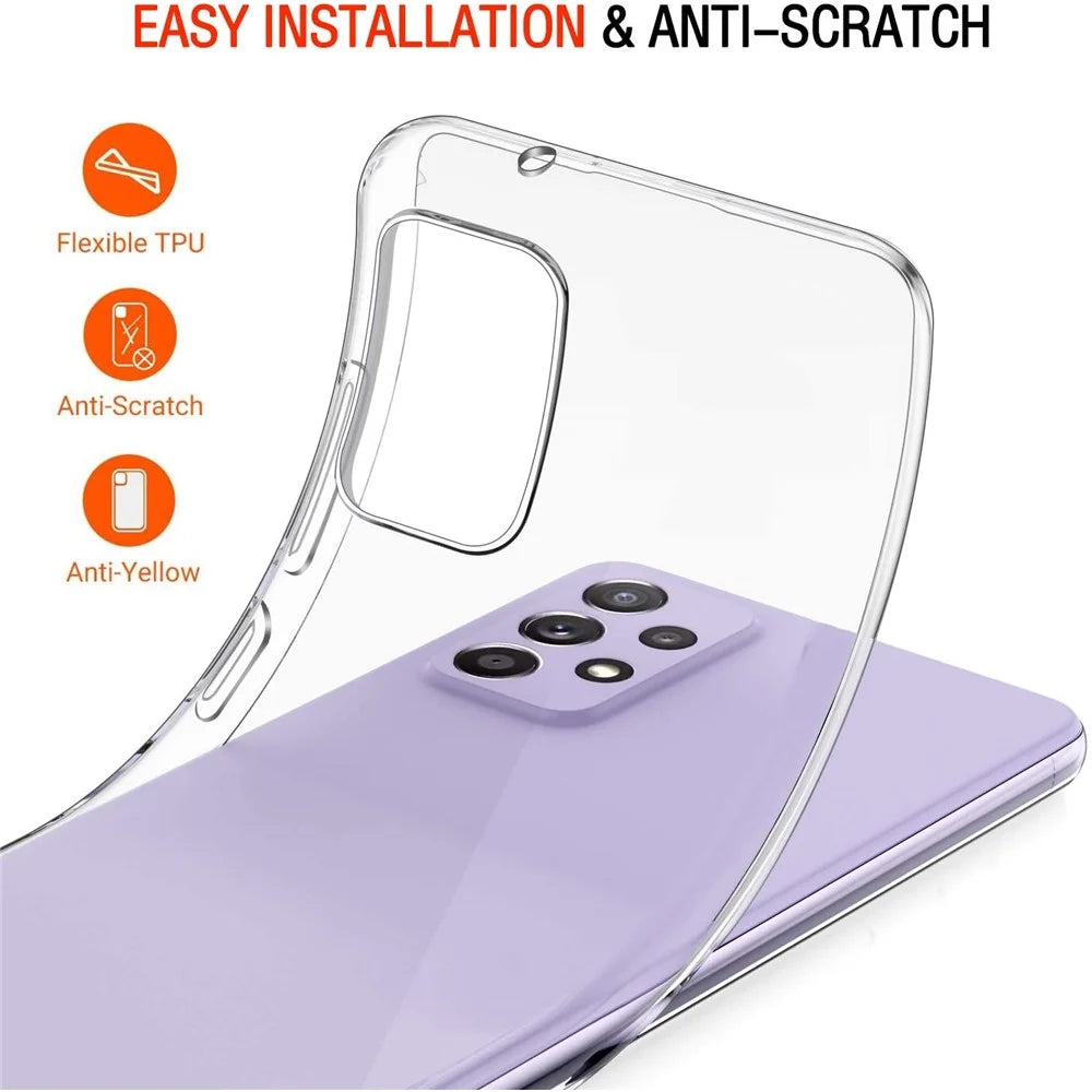 For Samsung Galaxy A52 4G / 5G / A52s 5G Slim Shockproof TPU Bumper Clear Cover with Tempered Glass Screen Protector - 2