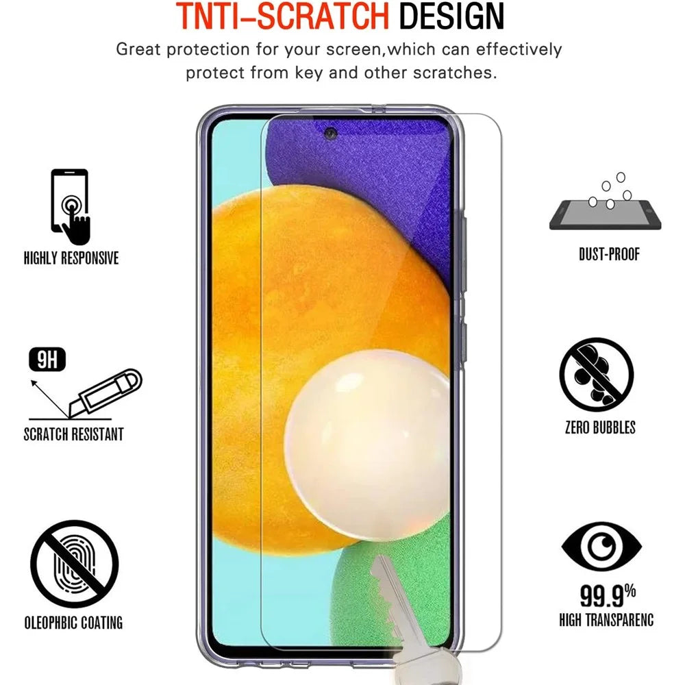 For Samsung Galaxy A52 4G / 5G / A52s 5G Slim Shockproof TPU Bumper Clear Cover with Tempered Glass Screen Protector - 5