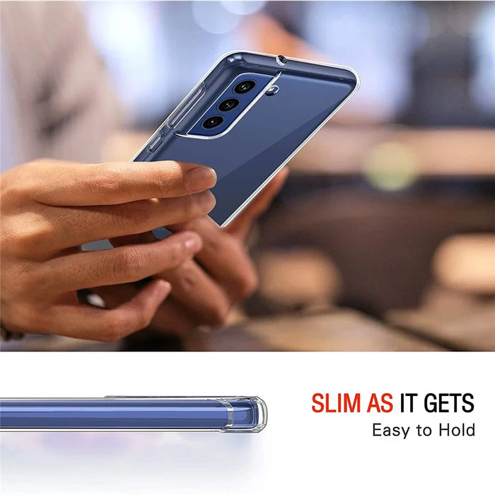 For Samsung Galaxy S21 FE Anti-Fingerprint Flexible Skin Lightweight Protective TPU Case with Tempered Glass Screen Protector - 3