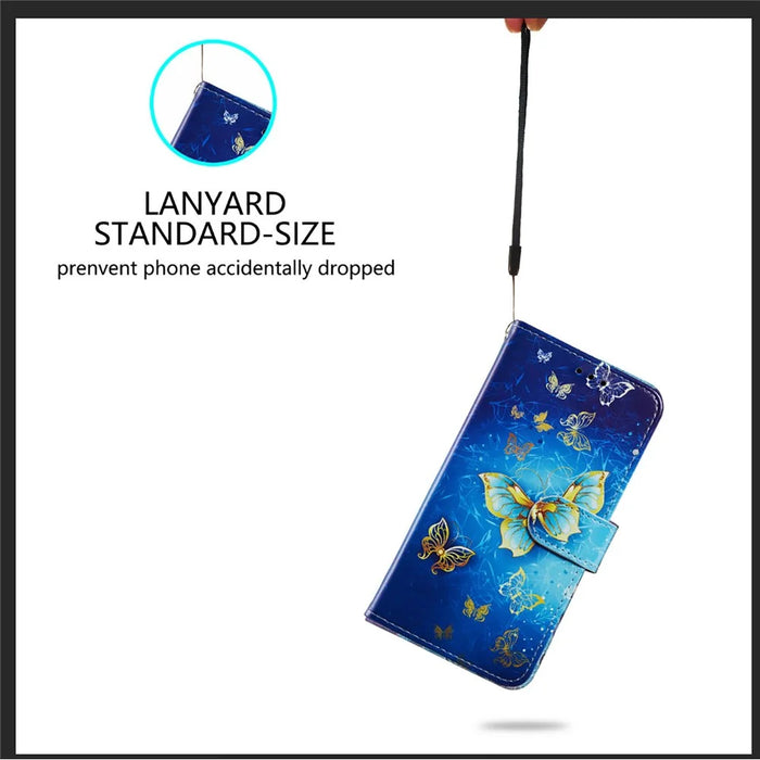 Pattern Printing PU Leather Stand Wallet Case with Wrist Strap for Samsung Galaxy S21 FE - Golden Butterfly - 6