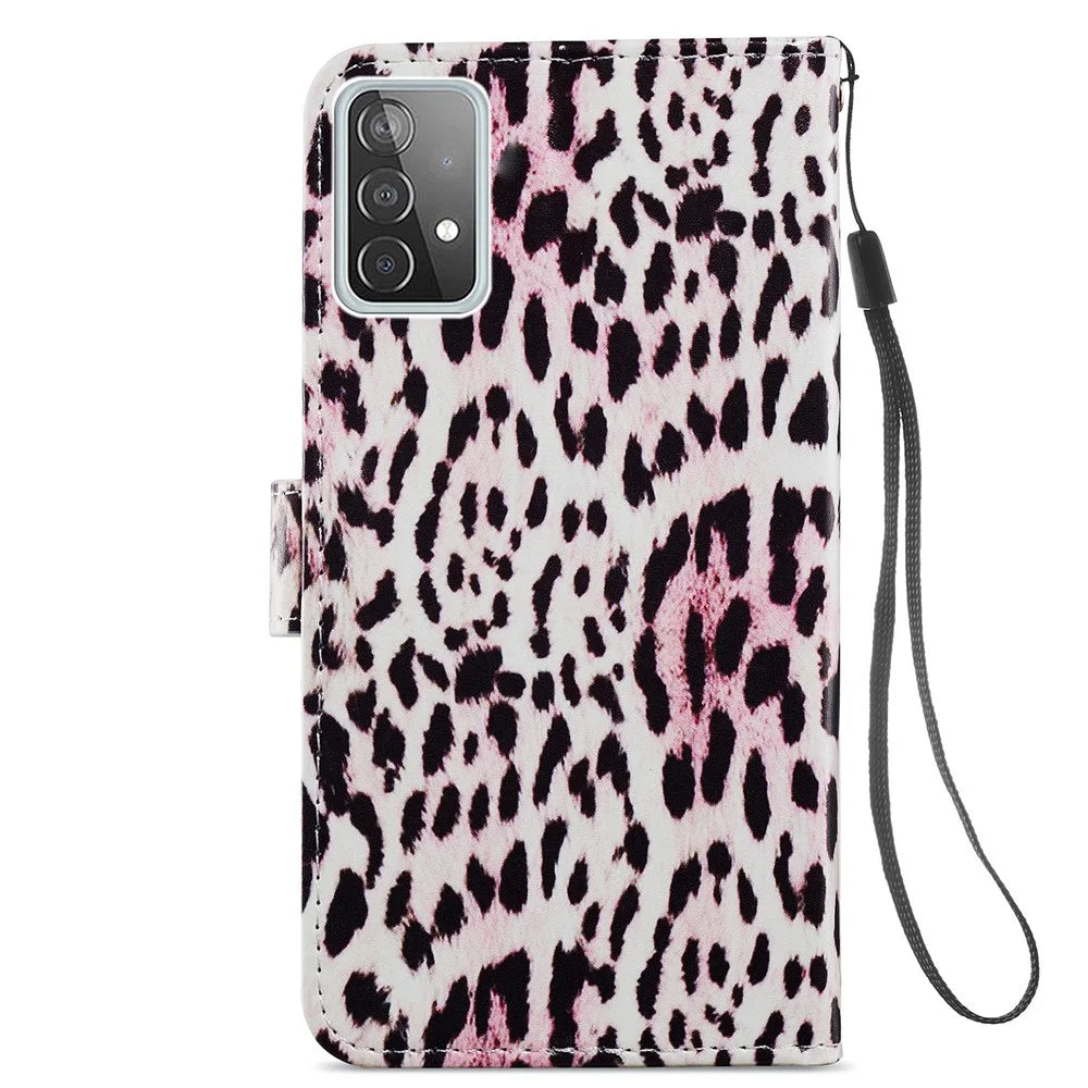 Pattern Printing Magnetic Clasp Wallet Design Leather Phone Case Cover with Stand for Samsung Galaxy A52 4G/5G / A52s 5G - Leopard - 3