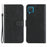 Splicing Leather Mobile Phone Cover Wallet Stand Design Case with Strap for Samsung Galaxy A12 - Black - 1