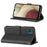 Splicing Leather Mobile Phone Cover Wallet Stand Design Case with Strap for Samsung Galaxy A12 - Black - 3