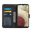 Splicing Leather Mobile Phone Cover Wallet Stand Design Case with Strap for Samsung Galaxy A12 - Black - 4