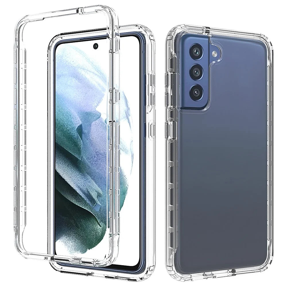 Soft Clear TPU Bumper with Hard PC Back Shock Resistant Anti-Scratch Protective Transparent Case for Samsung Galaxy S21 FE - 1