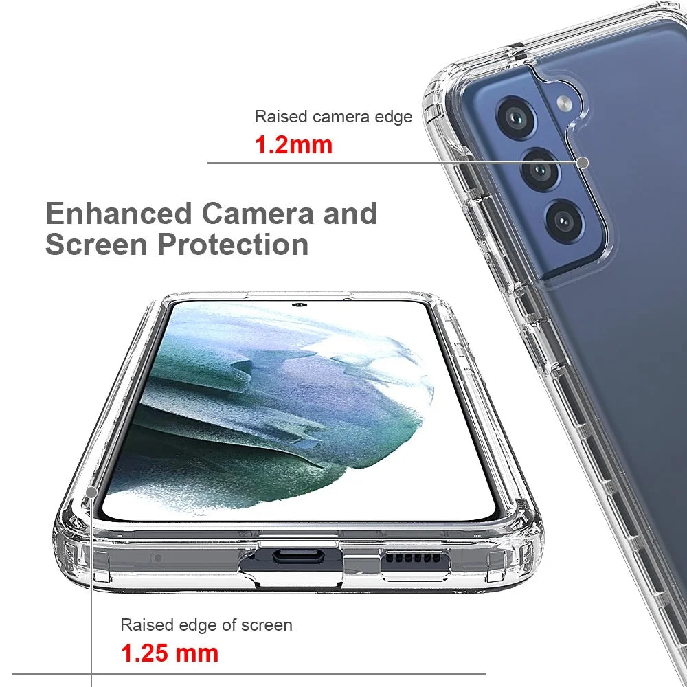 Soft Clear TPU Bumper with Hard PC Back Shock Resistant Anti-Scratch Protective Transparent Case for Samsung Galaxy S21 FE - 2