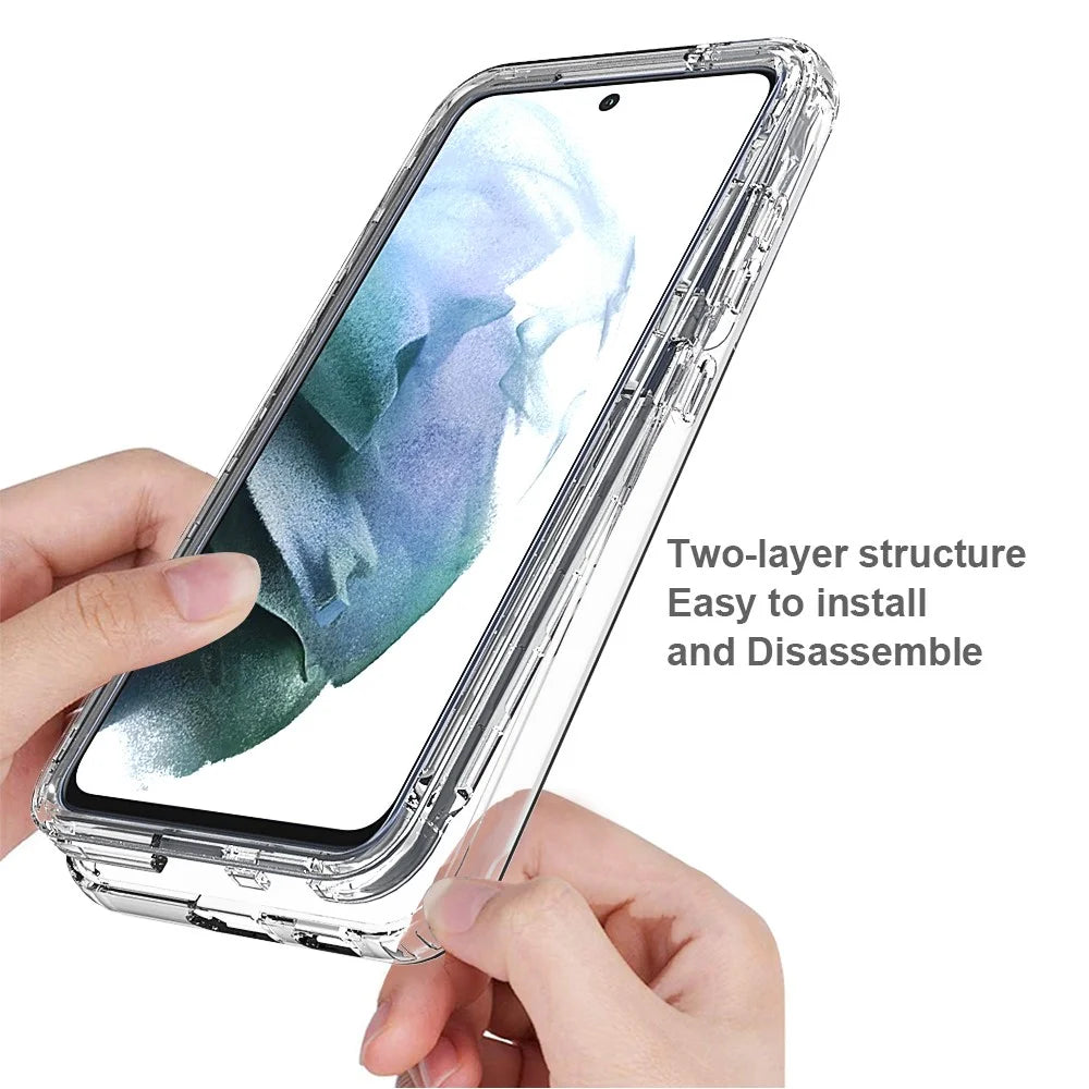 Soft Clear TPU Bumper with Hard PC Back Shock Resistant Anti-Scratch Protective Transparent Case for Samsung Galaxy S21 FE - 3