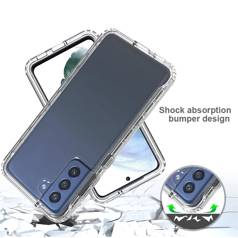 Soft Clear TPU Bumper with Hard PC Back Shock Resistant Anti-Scratch Protective Transparent Case for Samsung Galaxy S21 FE - 4