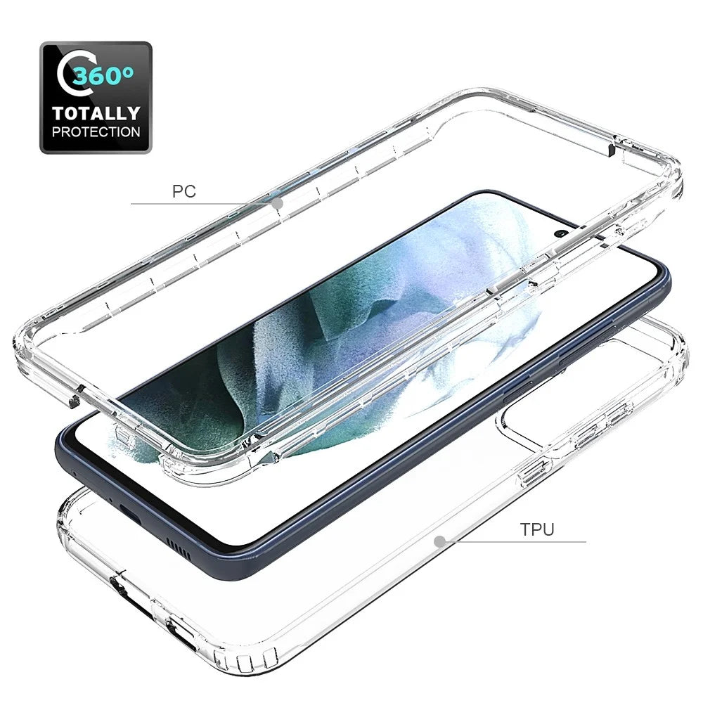 Soft Clear TPU Bumper with Hard PC Back Shock Resistant Anti-Scratch Protective Transparent Case for Samsung Galaxy S21 FE - 5