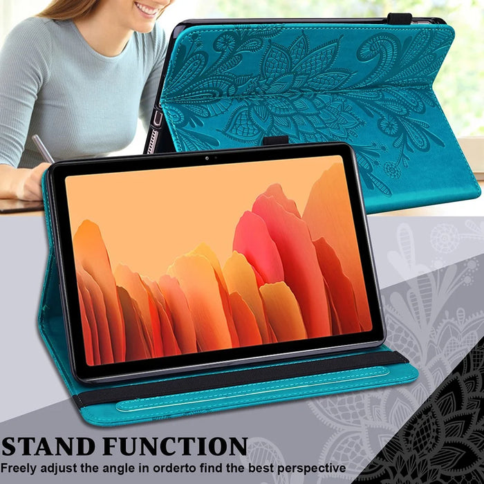 Flower Pattern Imprinting Leather Stand Tablet Cover with Wallet for Samsung Galaxy Tab A7 10.4 (2022) / (2020) - Blue - 3