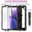 3-Layer PC + Silicone Heavy Duty Rugged Shockproof Kickstand Protective Cover with Hand Strap and Shoulder Strap for Samsung Galaxy Tab A7 Lite 8.7-inch - Black - 3