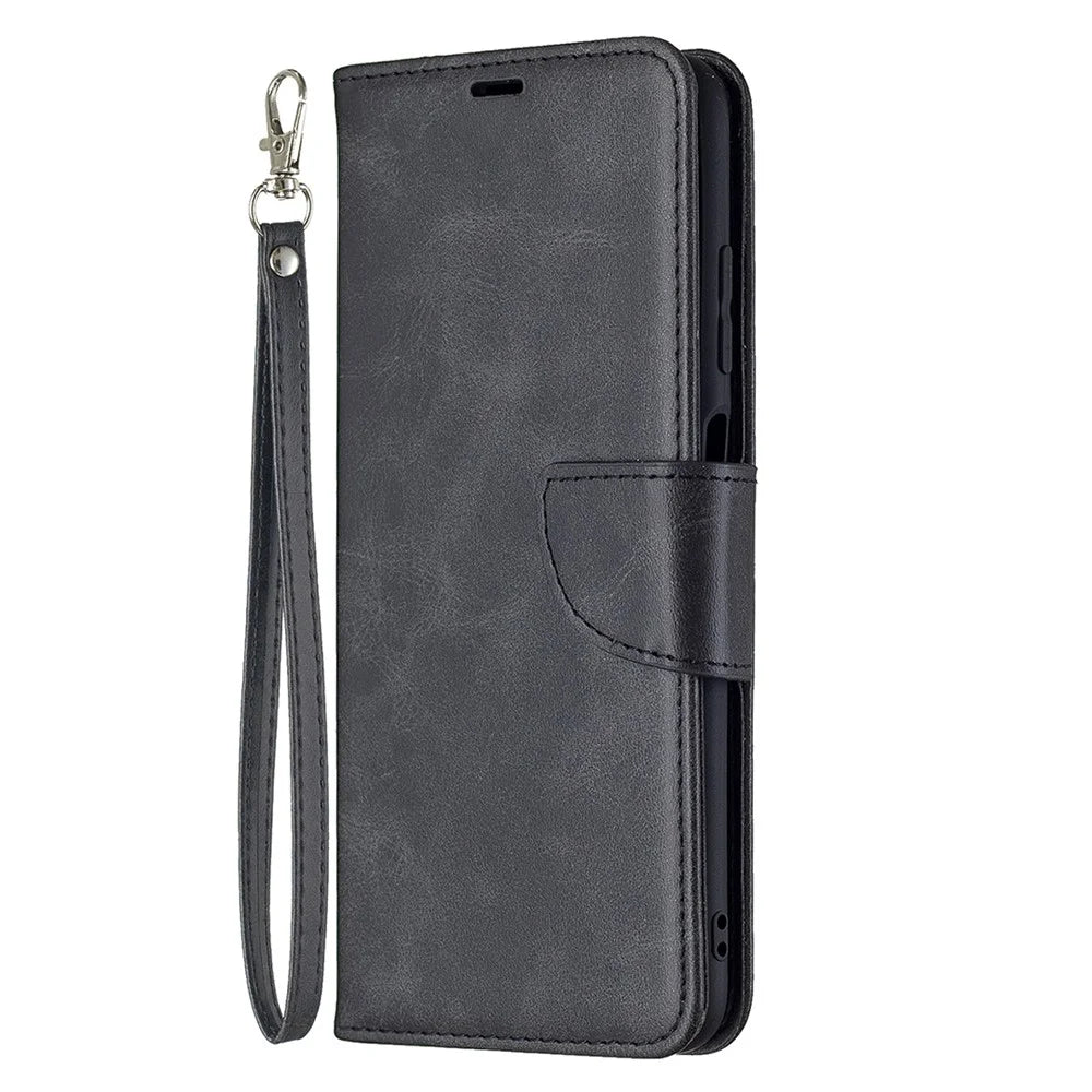 Pure Color Leather Wallet Case with Stand Design for Samsung Galaxy A03s (166.5mm) - Black - 2