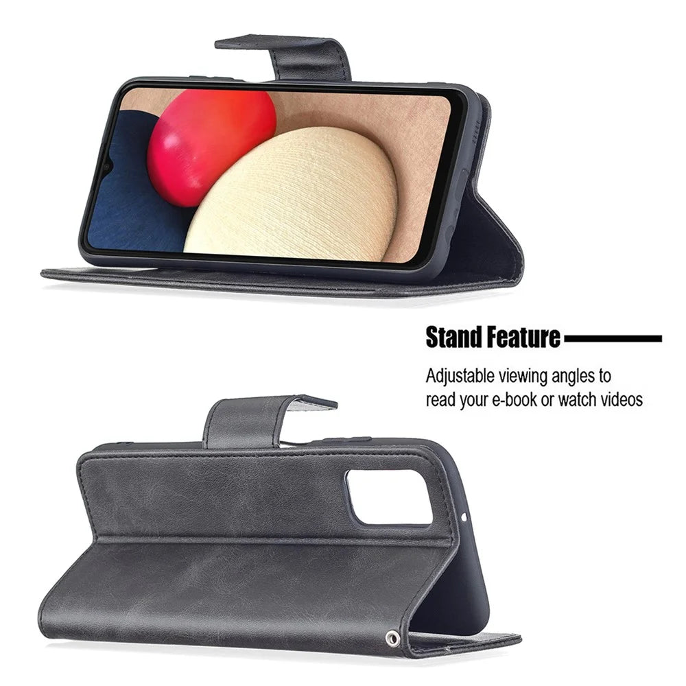 Pure Color Leather Wallet Case with Stand Design for Samsung Galaxy A03s (166.5mm) - Black - 4