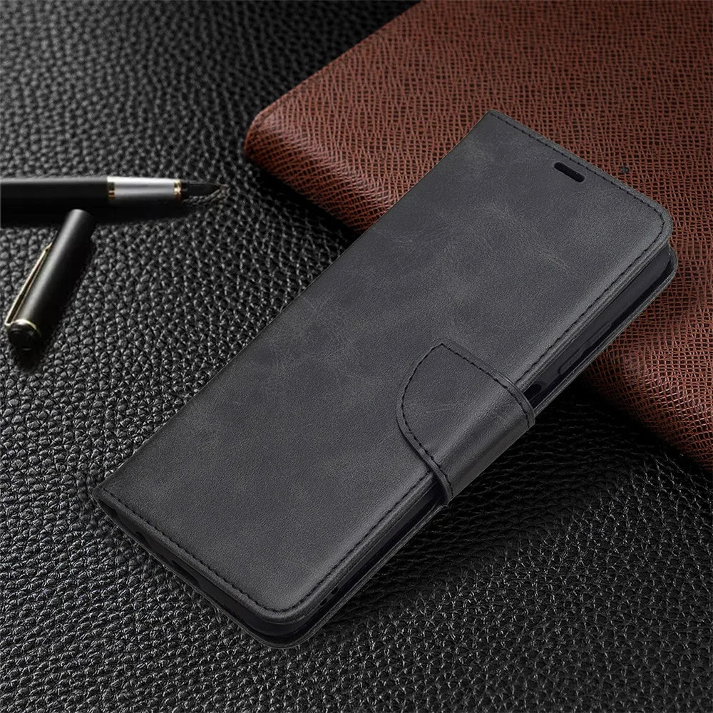 Pure Color Leather Wallet Case with Stand Design for Samsung Galaxy A03s (166.5mm) - Black - 6