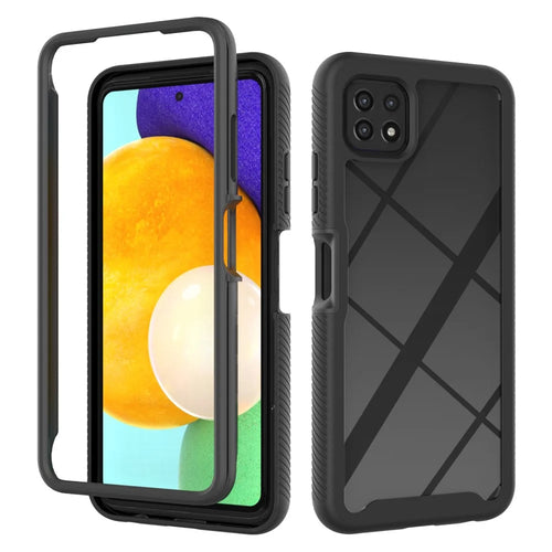 PC + TPU + Acrylic Hybrid Case Shockproof Mobile Phone Case for Samsung Galaxy A22 5G (EU Version) - Black - 1