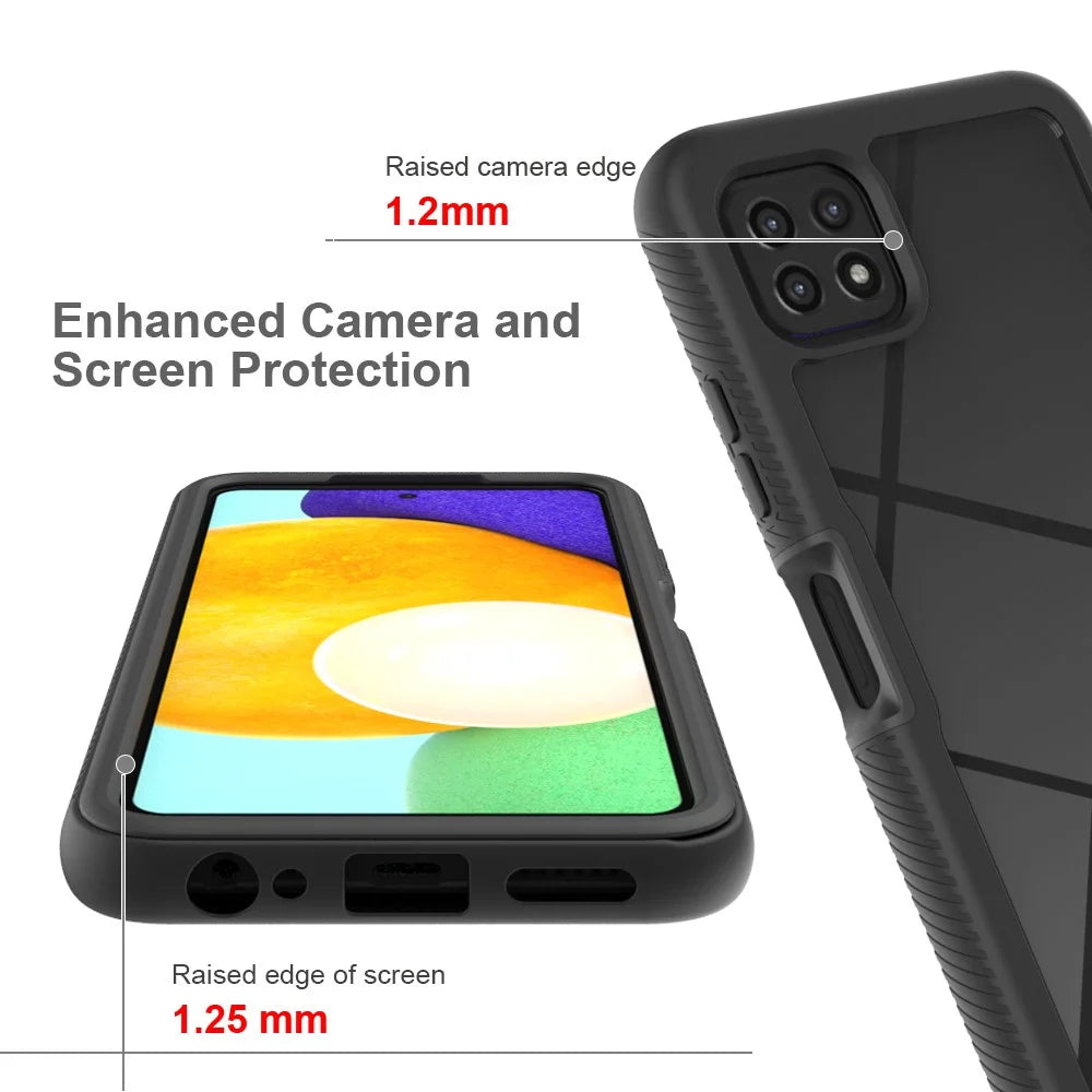 PC + TPU + Acrylic Hybrid Case Shockproof Mobile Phone Case for Samsung Galaxy A22 5G (EU Version) - Black - 3