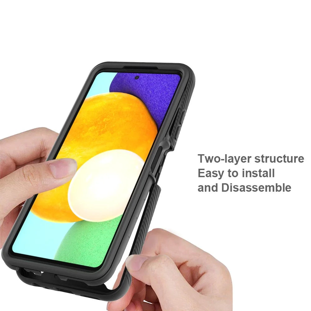PC + TPU + Acrylic Hybrid Case Shockproof Mobile Phone Case for Samsung Galaxy A22 5G (EU Version) - Black - 4