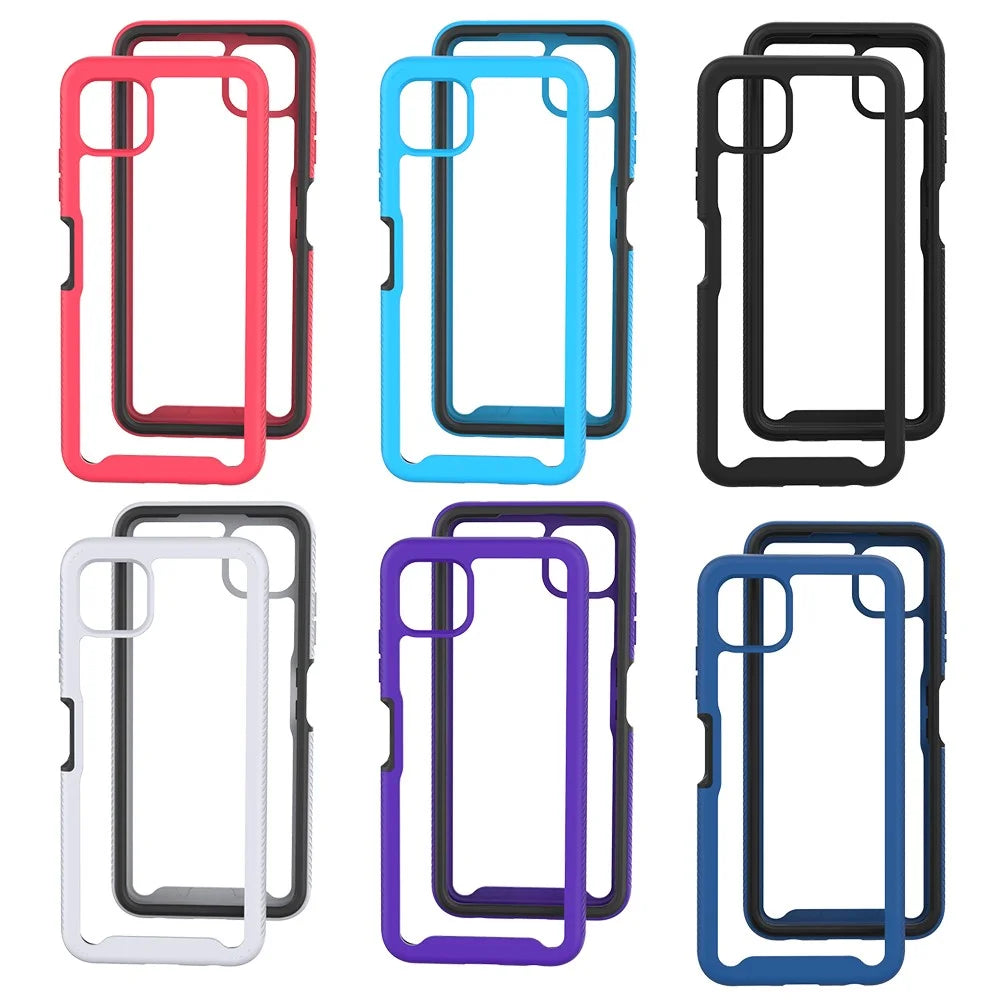 PC + TPU + Acrylic Hybrid Case Shockproof Mobile Phone Case for Samsung Galaxy A22 5G (EU Version) - Black - 6