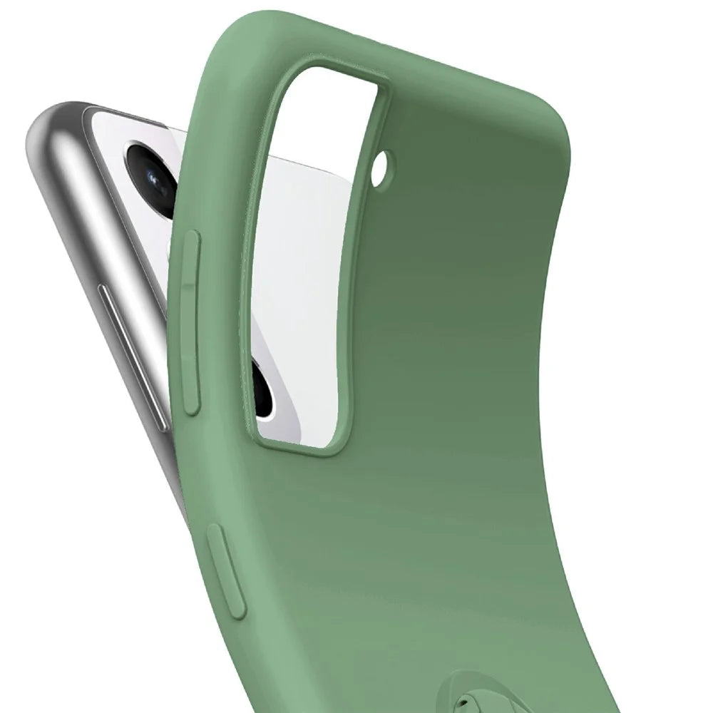 Solid Color Liquid Silicone Phone Protective Shell with Strap and Kickstand for Samsung Galaxy S21 5G/4G - Pink - 4