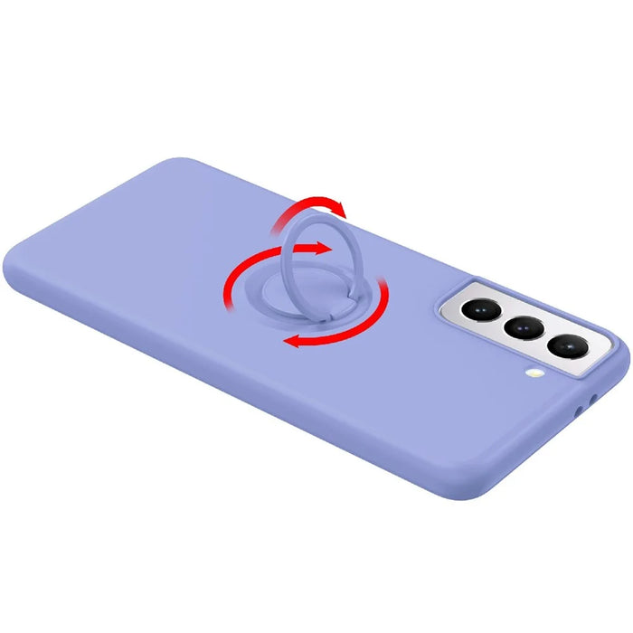 Liquid Silicone Ring Kickstand Design Phone Protective Shell with Strap for Samsung Galaxy S21+ 5G - Black - 3