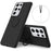 Ring Kickstand Design Soft Liquid Silicone Phone Protective Shell with Strap for Samsung Galaxy S21 Ultra 5G - Black - 1