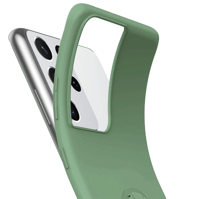 Ring Kickstand Design Soft Liquid Silicone Phone Protective Shell with Strap for Samsung Galaxy S21 Ultra 5G - Black - 4