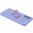Ring Kickstand Design Plain Liquid Silicone Phone Protective Shell with Strap for Samsung Galaxy A32 4G (EU Version) - Midnight Blue - 3