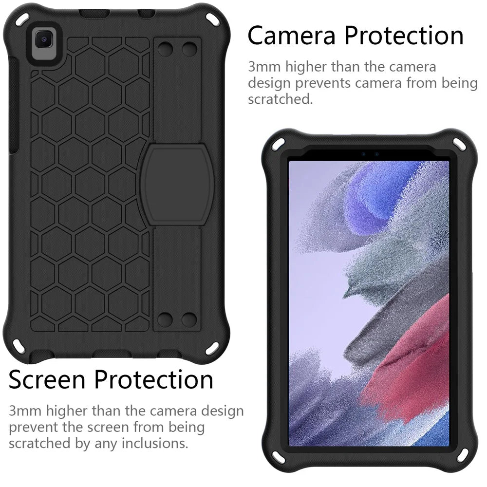 Honeycomb Design EVA Material Four Corner Anti Falling Flat Protective Kickstand Shell for Samsung Galaxy Tab A7 Lite 8.7-inch SM-T220 (Wi-Fi) / SM-T225 - Black - 2