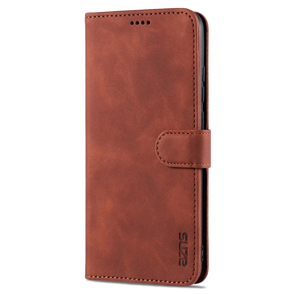 AZNS PU Leather Wallet Stand Protective Phone Cover Case for Samsung Galaxy A02s (166.5mm) - Brown - 2