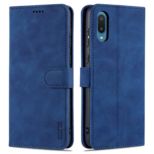 AZNS Leather Phone Case with Wallet Stand for Samsung Galaxy A02/M02 - Blue - 1