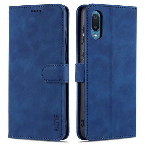 AZNS Leather Phone Case with Wallet Stand for Samsung Galaxy A02/M02 - Blue - 1