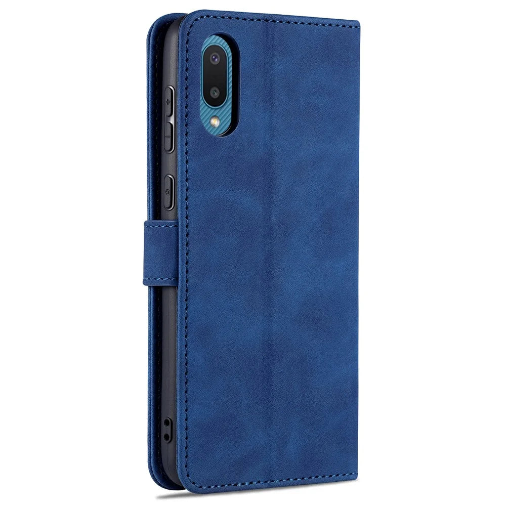 AZNS Leather Phone Case with Wallet Stand for Samsung Galaxy A02/M02 - Blue - 3