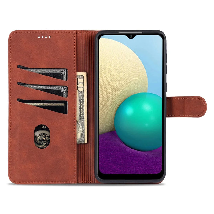 AZNS Leather Phone Case with Wallet Stand for Samsung Galaxy A02/M02 - Blue - 7