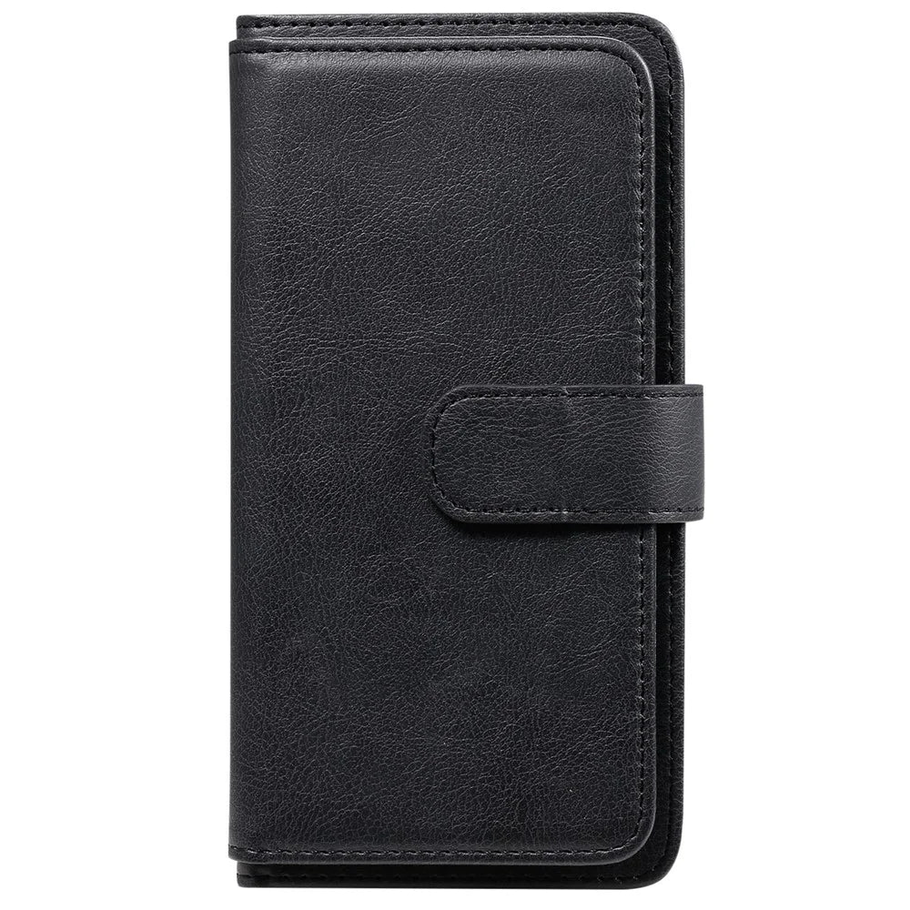 For Samsung Galaxy S21 FE / S21 Fan Edition Leather Case with 10 Card Holder Phone Cover Stand - Black - 2