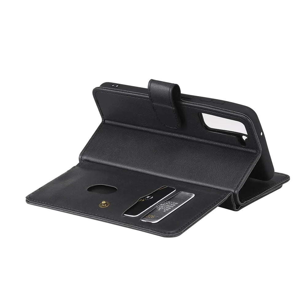 For Samsung Galaxy S21 FE / S21 Fan Edition Leather Case with 10 Card Holder Phone Cover Stand - Black - 5