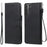 For Samsung Galaxy S21 FE Case Solid Color Leather Mobile Cover Wallet Stand with Strap - Black - 1