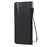 For Samsung Galaxy S21 FE Case Solid Color Leather Mobile Cover Wallet Stand with Strap - Black - 3